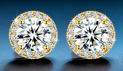 VVS Moissanite Halo Stud Earrings