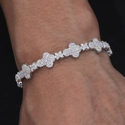 VVS Moissanite Round Cross Star Link Bracelet