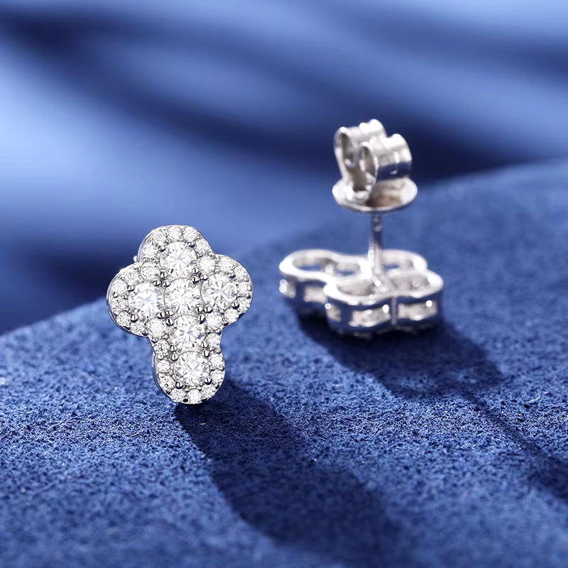 VVS Moissanite Round Cross Earrings