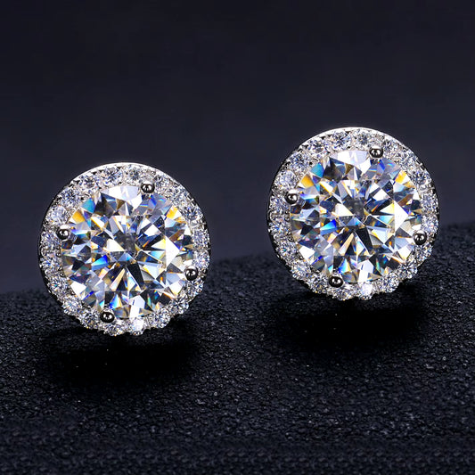 VVS Moissanite Halo Stud Earrings