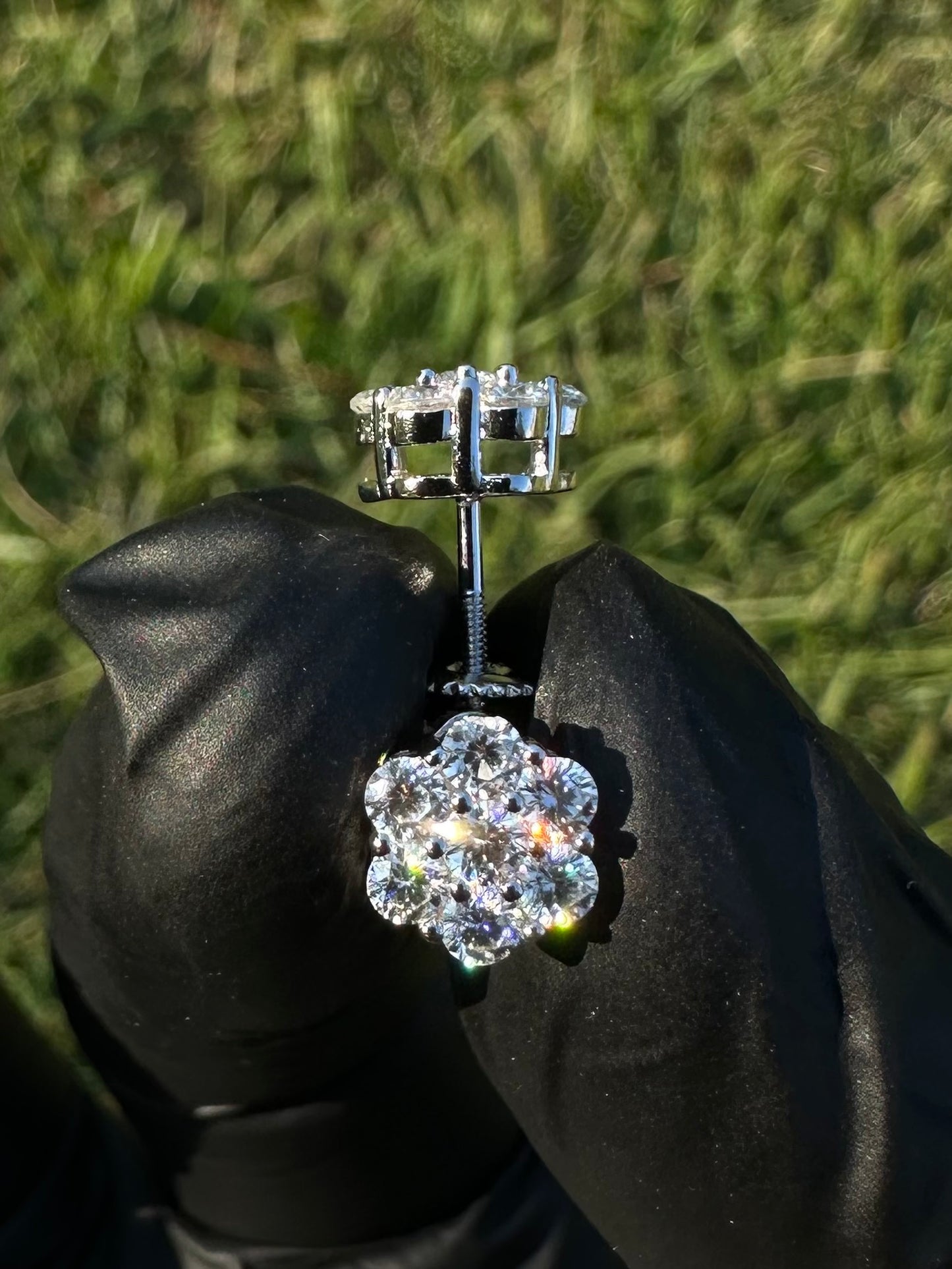 VVS Moissanite Flower Cluster Earrings