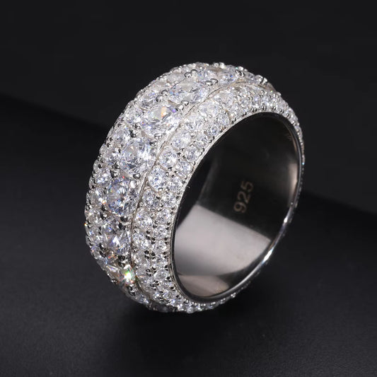 VVS Moissanite Iced Out 5 Layer Ring for Men