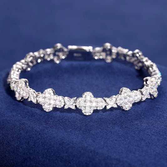 VVS Moissanite Round Cross Star Link Bracelet